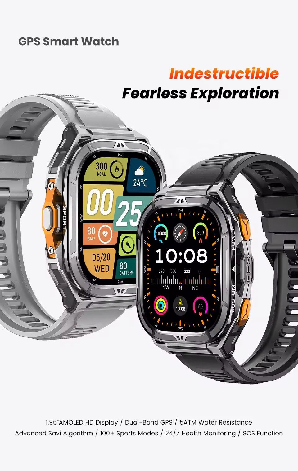 X5 Smart Watch – 1.96" AMOLED HD Display
