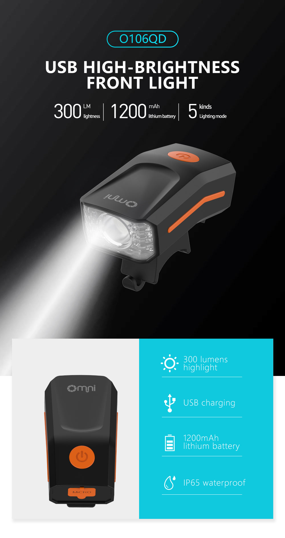 Rechargeable LED Bicycle Headlight