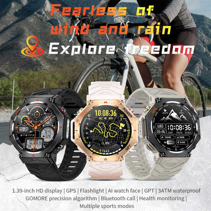 KC91 Outdoor Rugged GPS Smartwatch Flashlight Compass