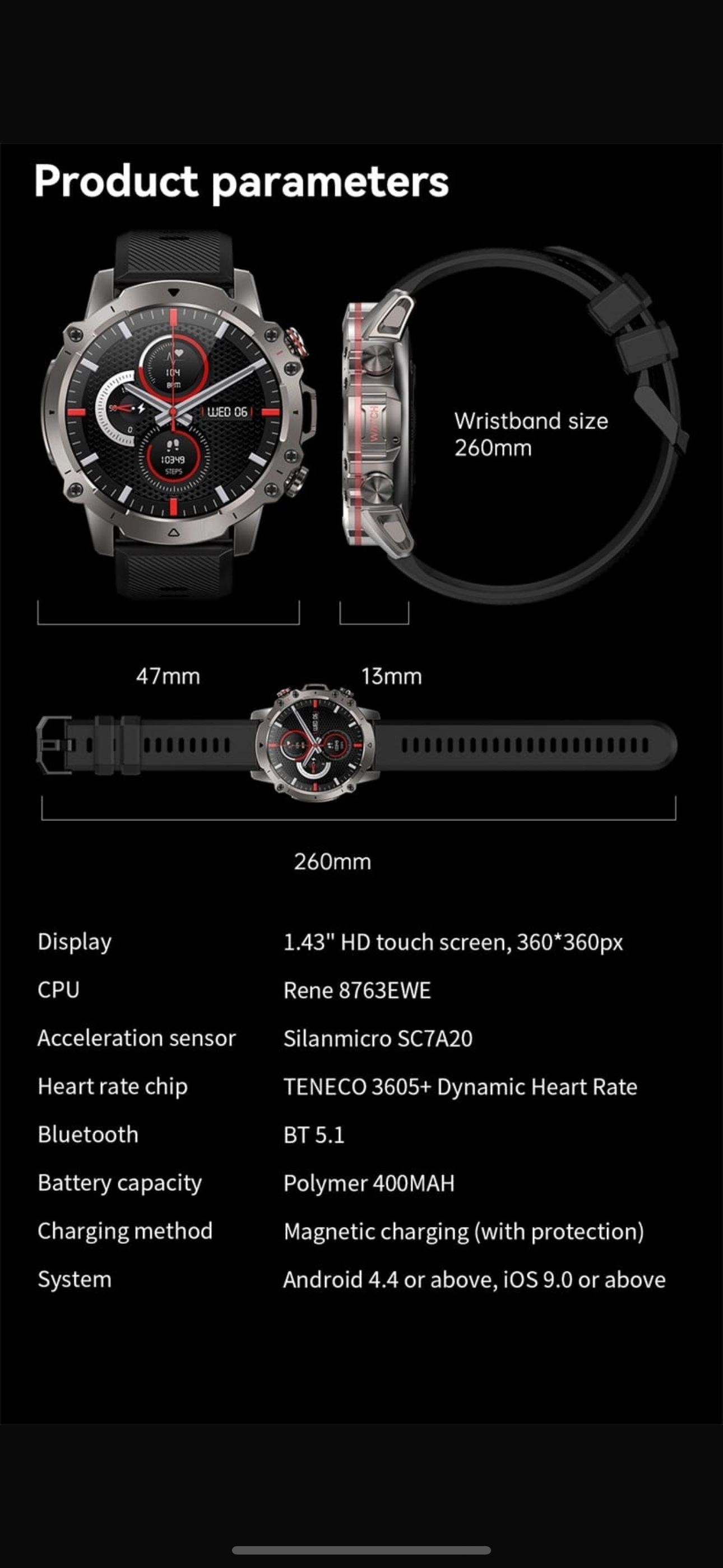 AK56 Smart Watch with 1.43 - Allin1